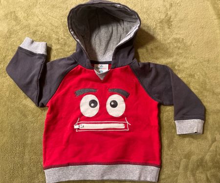 Topomini Baby-Hoodie Gr. 86, Rot, Reissverschluss-Mund!