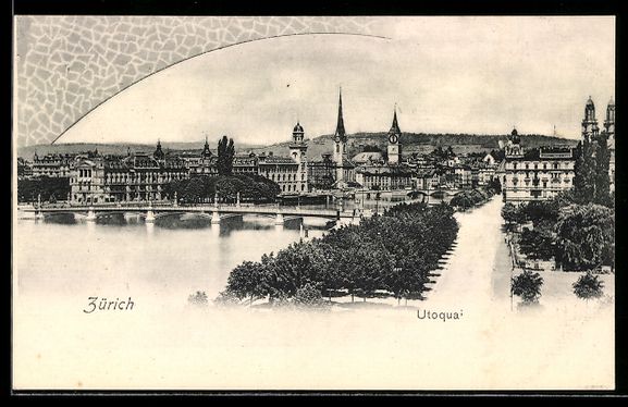 Cartoline postali: AK Zürich, Utoquai mit Ortsansicht – Usato da Berlin venduto da bartko-reher