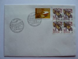 Umschlag Comptoir Suisse Lausanne 1986; 4-er Block Gest.