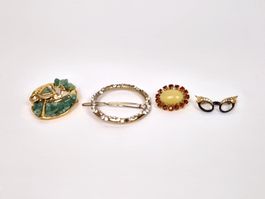 4 Teiliges Vintage Schmuck Set, Broschen und Haarspange