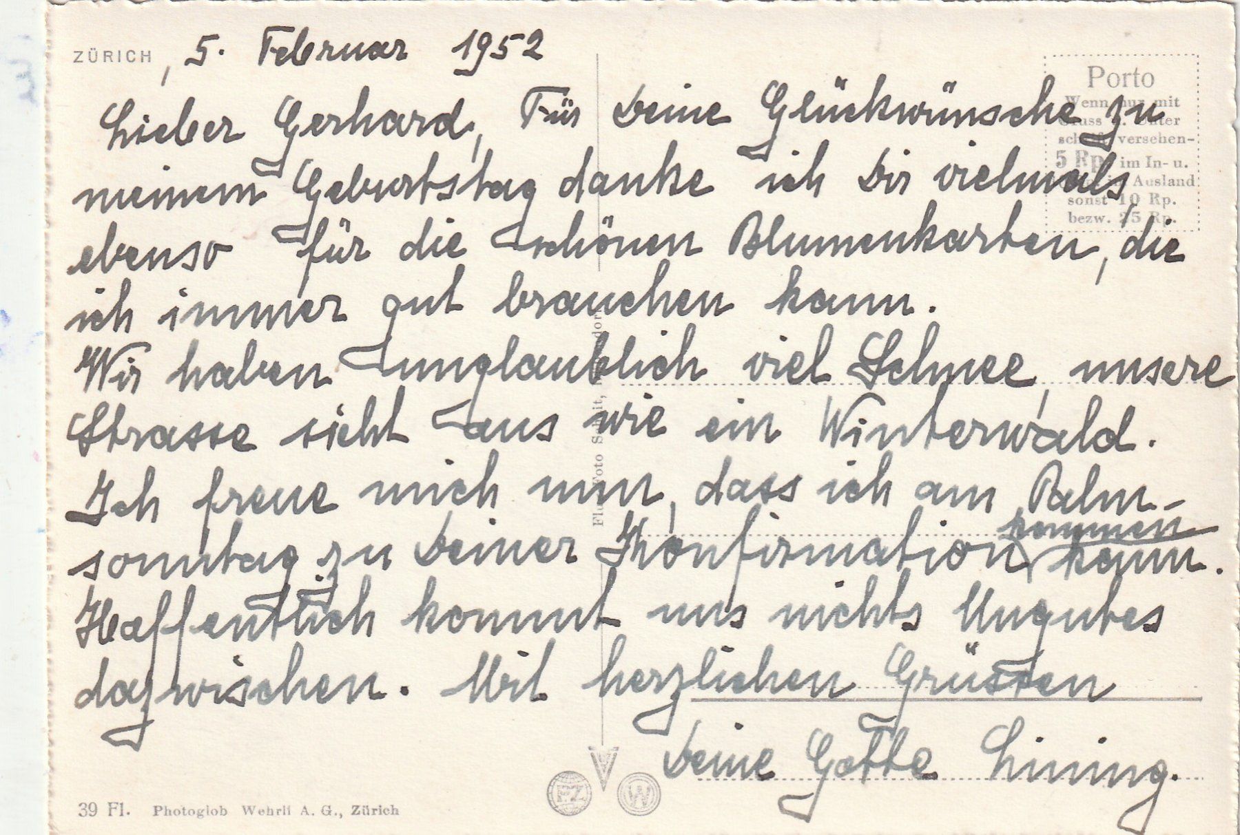 Cartoline postali: Zürich um 1952 – Usato da Lumbrein venduto da made02 1