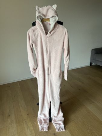 Hunkemöller Pyjama Einteiler rosa mit Herzen Grösse S