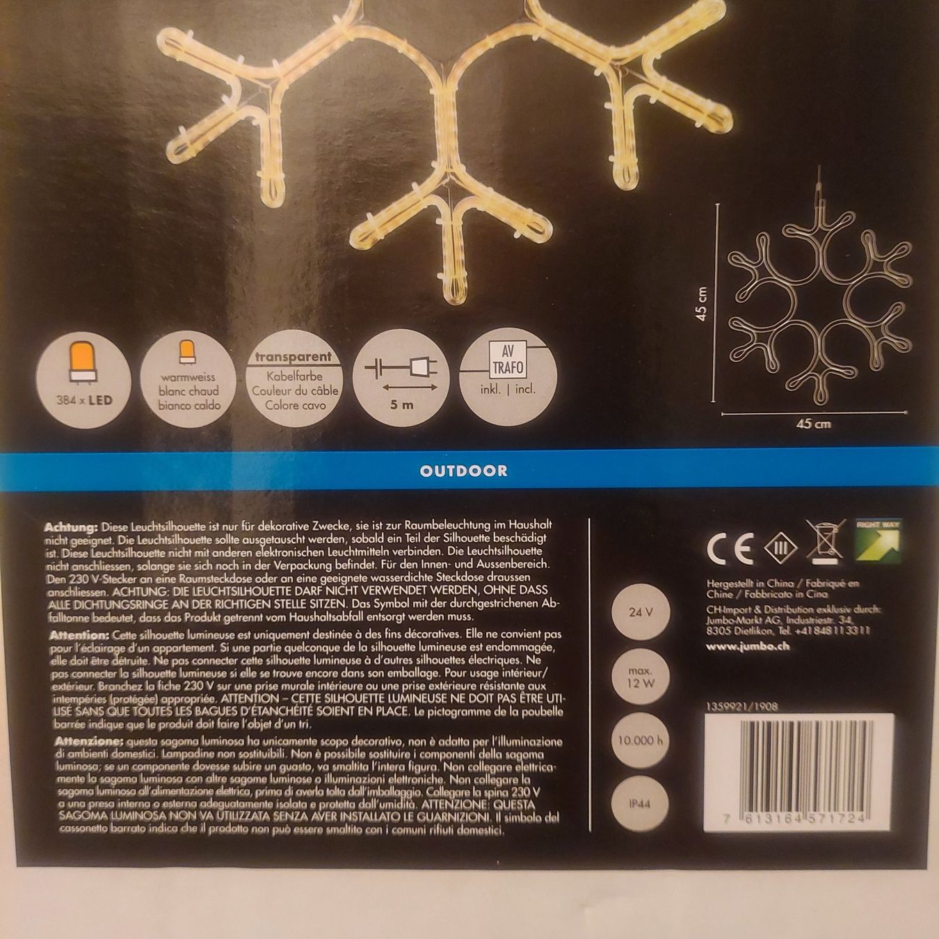 Ghirlande e barre luminose: Outdoor Leuchtsilhouette Snowflake – Usato da Hochdorf venduto da daywalkerr1983 2