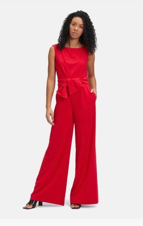 Vera Mont rot Jumpsuit mit Bindegürtel, Grösse 46, neuwertig