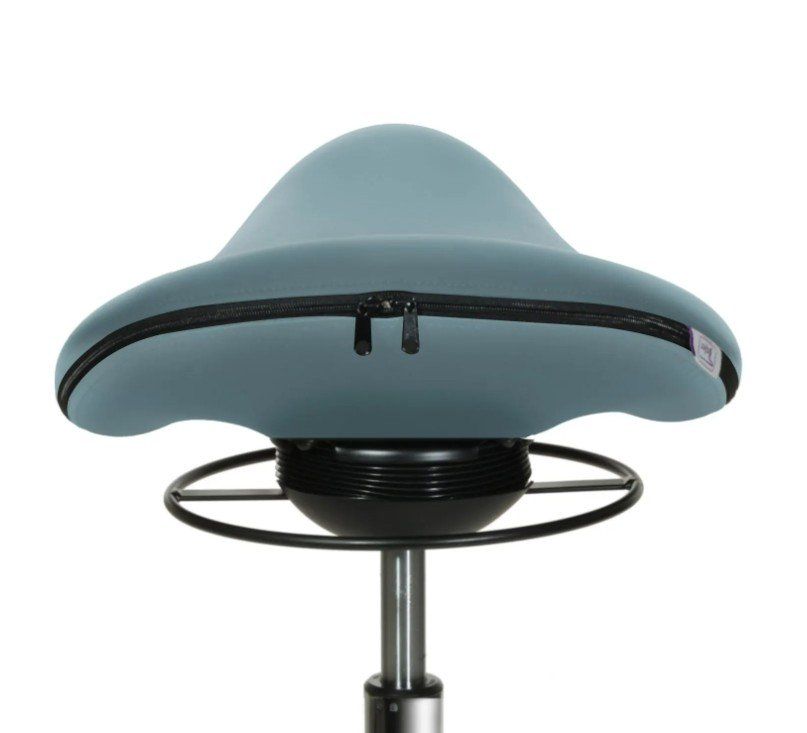 Sgabelli: Comfort-Sattelhocker HELLBLAU mit Swing-Mechanismus – Nuovo e nell'imballaggio originale da Schaffhausen venduto da Praxis-Nova 1