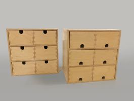 Minikommode mit 6 Schubladen, Sperrholz