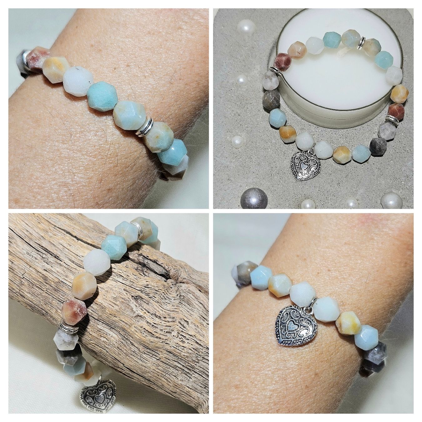 Bracciali & Braccialetti: Amazonit-Herz Armk. - Spendenaktion – Nuovo (secondo la descrizione) da Unterkulm venduto da Nachtigall