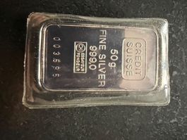 Silberbarren Credit Suisse 50g 999.0 gebraucht