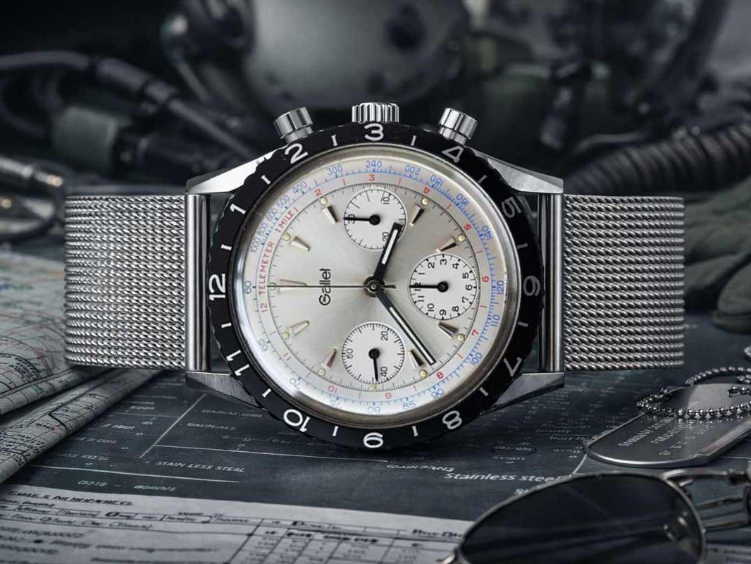 Orologi: Gallet MultiChron Military Pilot Chronograph, valjoux 72 – Usato da Eschert venduto da Watchlegend