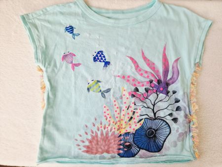 Mädchen T-Shirt Benetton Gr. 104 3-4Y Türkis 100% Baumwolle