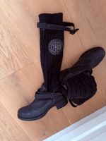 Tommy Hilfiger Stiefel Leder mit Strick schwarz 38