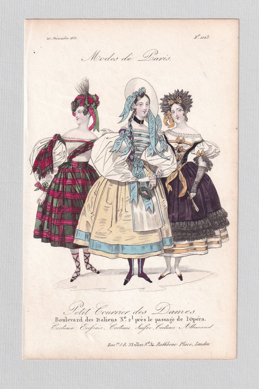 Incisioni: MODE, BIEDERMEIER, LITHOGRAPHIE 1833 – Usato da Grüningen venduto da Kartensammler 1