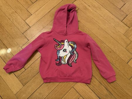 Mädchen Pullover Hoodie rosa Grösse 122/128 Einhorn Paillett
