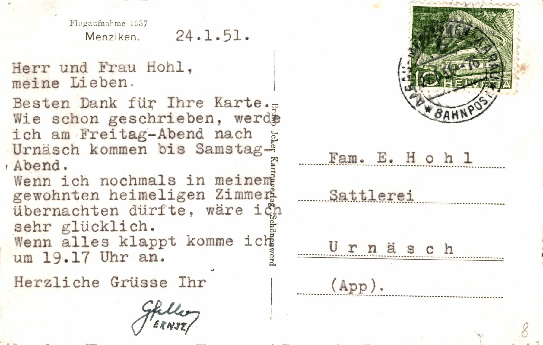 Cartoline postali: Flugaufnahme Menziken – Usato da Bronschhofen venduto da Astore 1