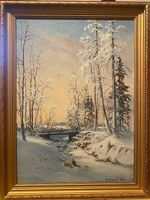 Dipinto olio su tela - Paesaggio invernale