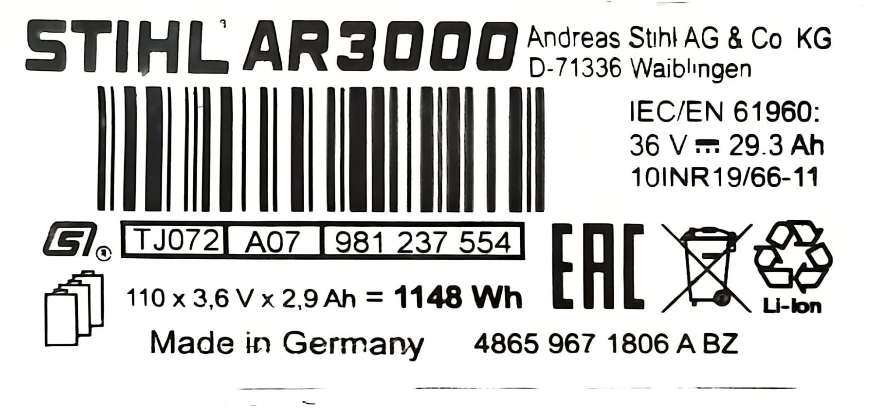 Caricatori & Batterie: AR3000 Stihl rückentragbare Batterie – Usato da Sutz venduto da Shop_LehmannGT 2
