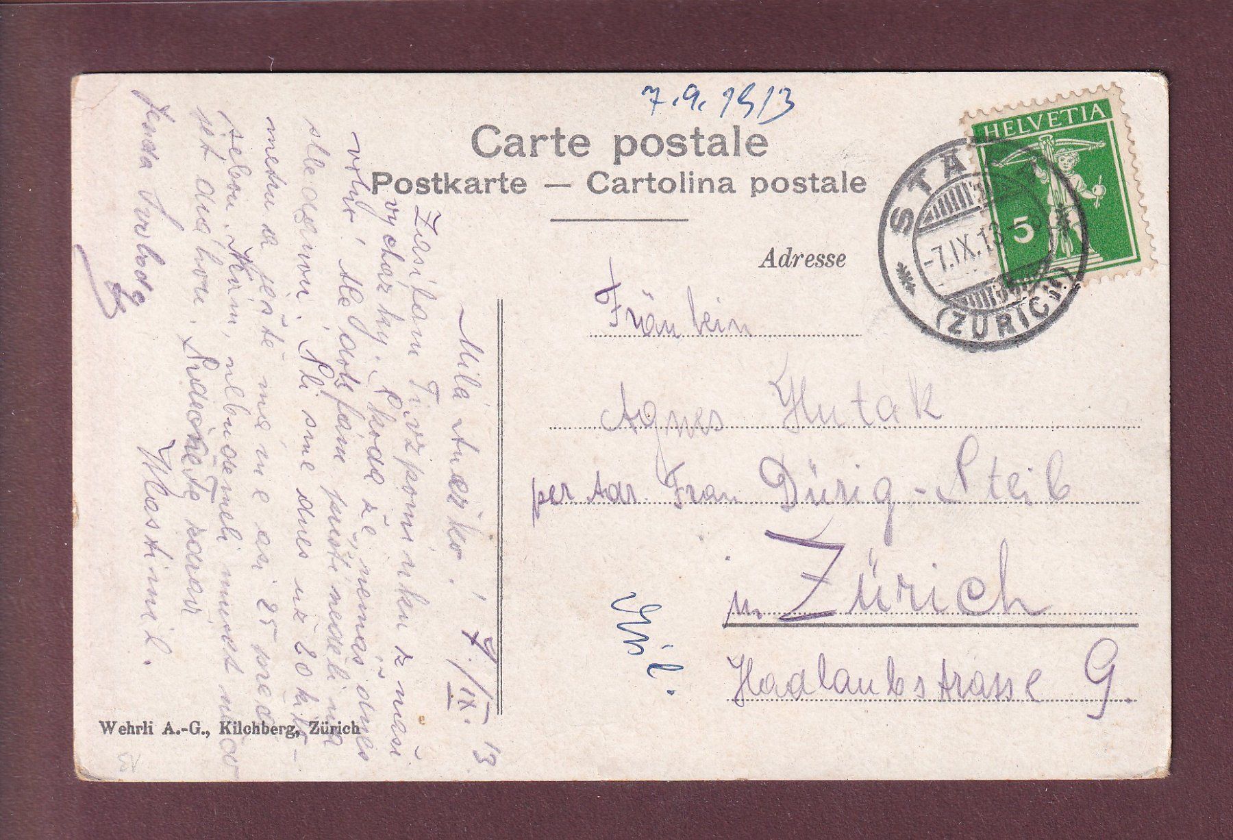 Cartoline postali: STÄFA - Patriotendenkmal - 1913 – Usato da Pully venduto da nicecards 1