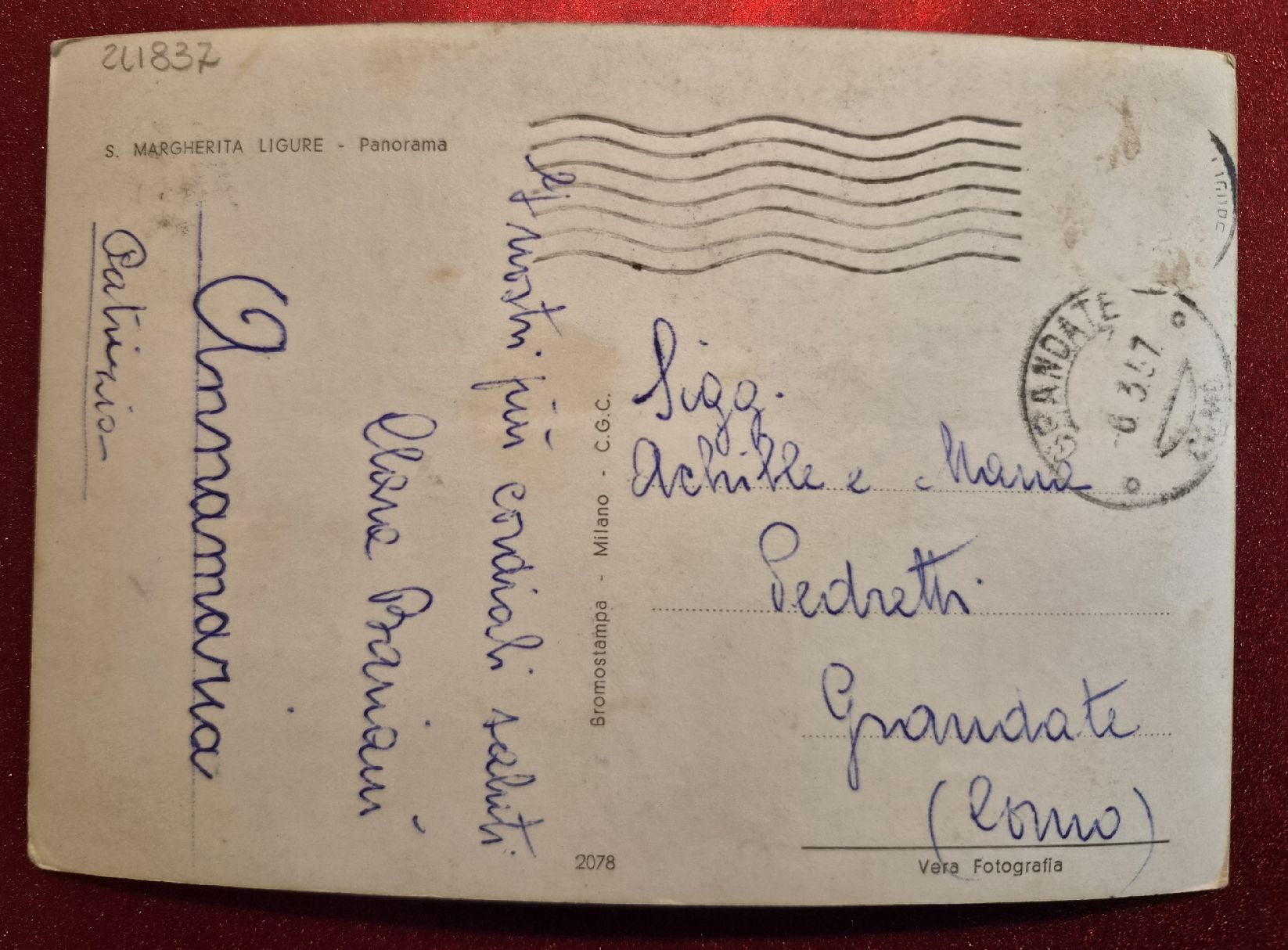 Cartoline postali: S. Margherita Ligure - Panorama 1957 – Usato da Melchnau venduto da Arthurius 1
