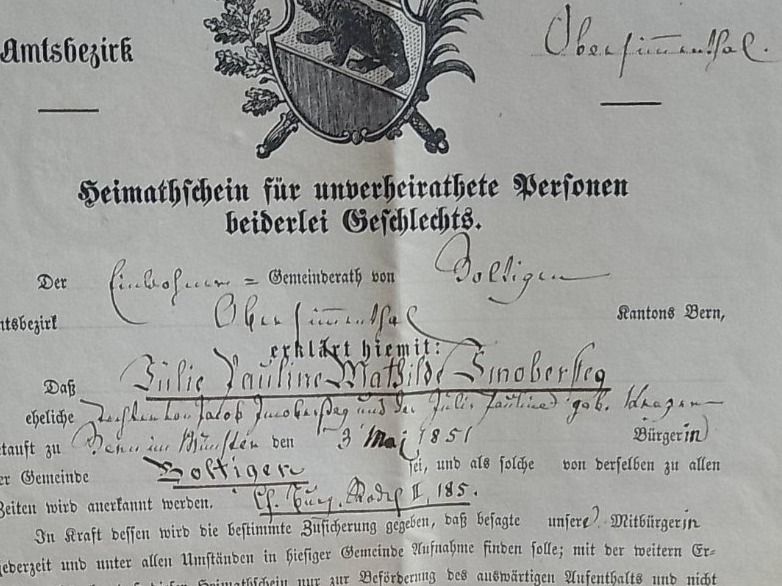 Documenti: Bern - documento - 1864 – Usato da Sorengo venduto da  5