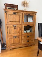 Massivholz Kommode Eiche rustikal mit Glas guter Zustand 
