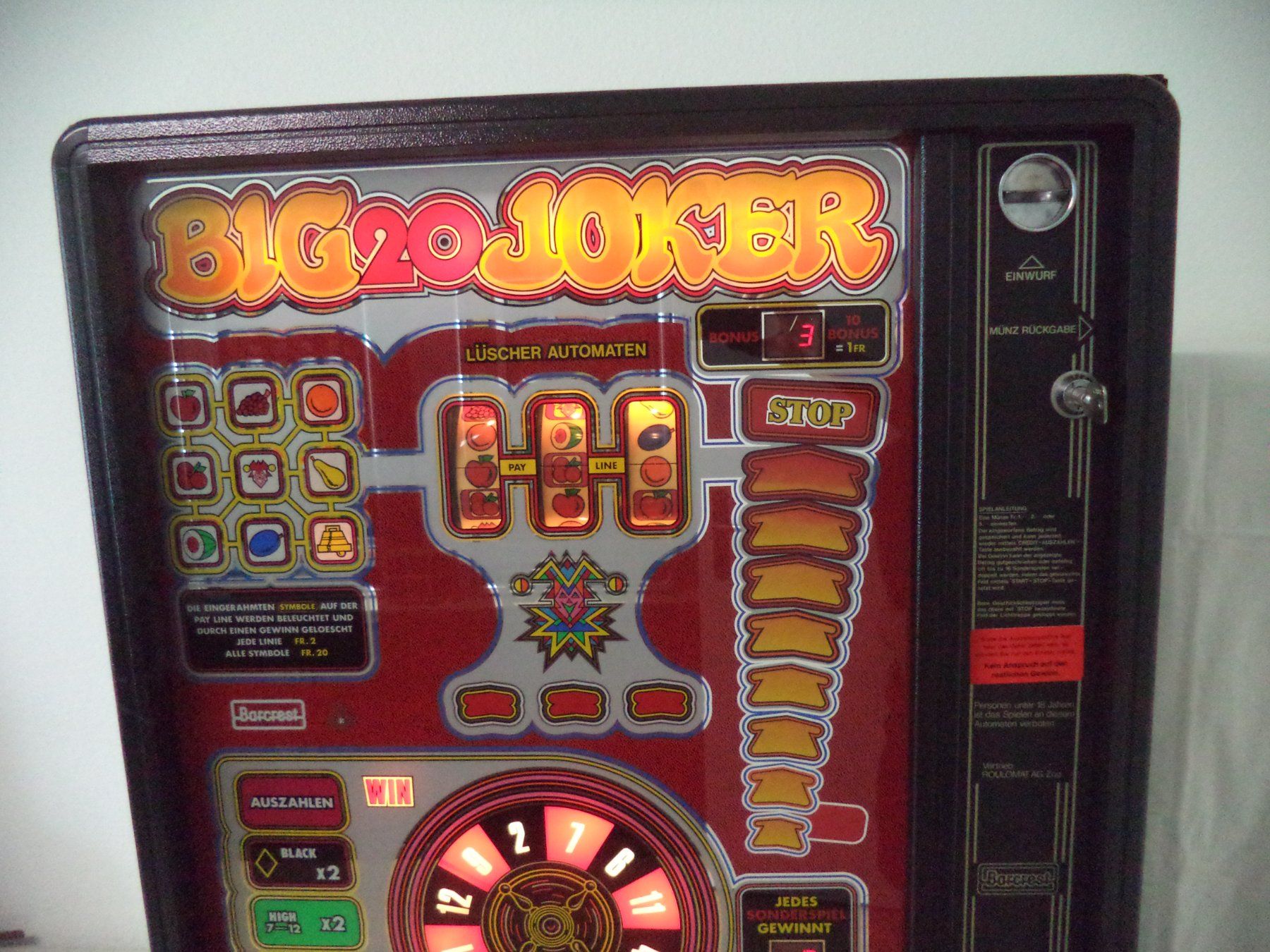 Spielautomaten: BIG 20 JOKER 1.-/ 2.-/ 5.- Fr. – Gebraucht aus Adlikon b. Regensdorf von Max3 4