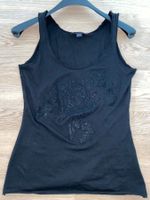 Top Ärmelloses Shirt schwarz mit Perlen xs