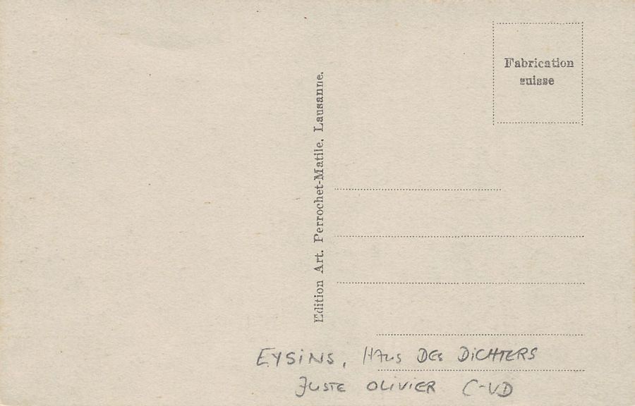 Cartoline postali: Eysins, maison de Juste Olivier, animée, vers 1920 – Usato da Frauenfeld venduto da POML 1