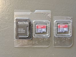 2 SanDisk Ultra microSD Karten 16 GB mit Adapter neu
