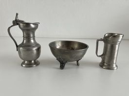 Krug, Messbecher, Schälchen aus Zinn