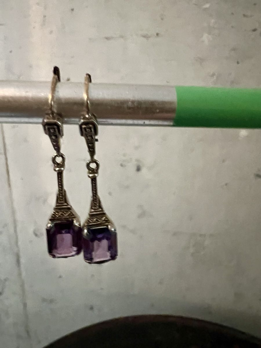 Orecchini pendenti & Orecchini a lobo: Art Deco Ohrhänger Silber mit Amethyst  – Usato da Wabern venduto da La-Vitrine 3