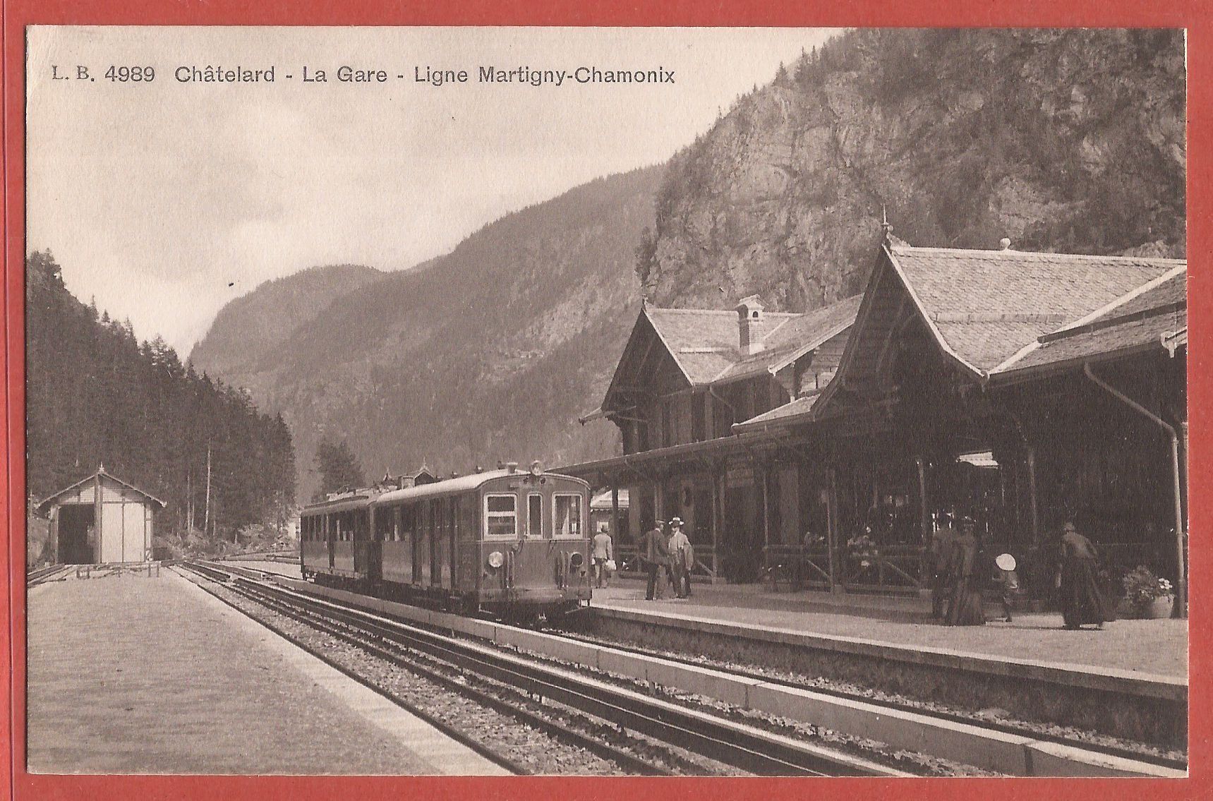 Cartes postales: Châtelard Bahnhof mit Bahn Martigny-Chamonix - ca. 1915 – D'occasion à Fislisbach par Porano