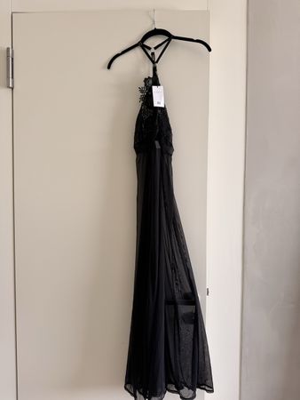 Bluebella Imogen Lace Long Chemise Black Size UK 8 New