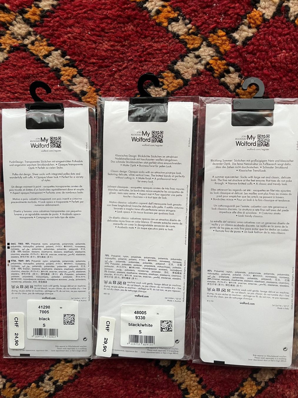 Calze: Lot de 3 socks  Wolford taille S – Nuovo e nell'imballaggio originale da Péry venduto da gir_d5d9 1