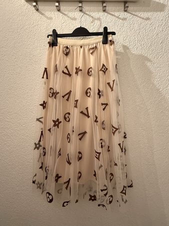 Damen Tüllrock Beige mit Muster Gr. one Size