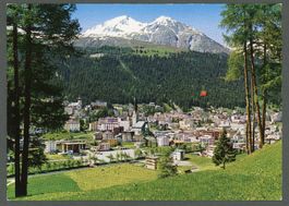 AK color Davos-Platz GR Schatzalpbahn Flugbild ≈ 1975 