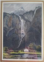 Stich koloriert Goldrahmen, Oberhasli, Top! 29x24cm