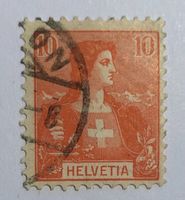 Briefmarke - Helvetia Brustbild 10 Rp. rot