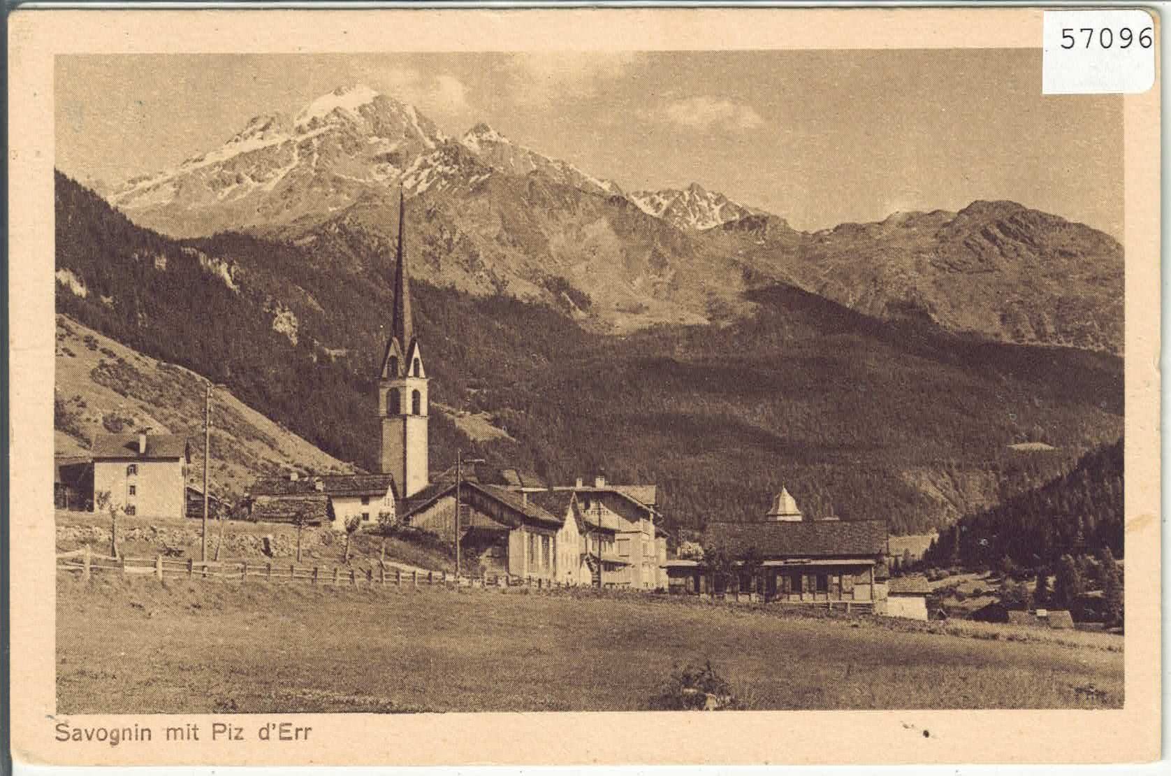 Cartoline postali: Savognin mit Piz d'Err – Usato da Ettingen venduto da Kartenplanet