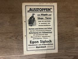Antikes Plakat Kürschnerei Egon Sigloch Alpirsbach