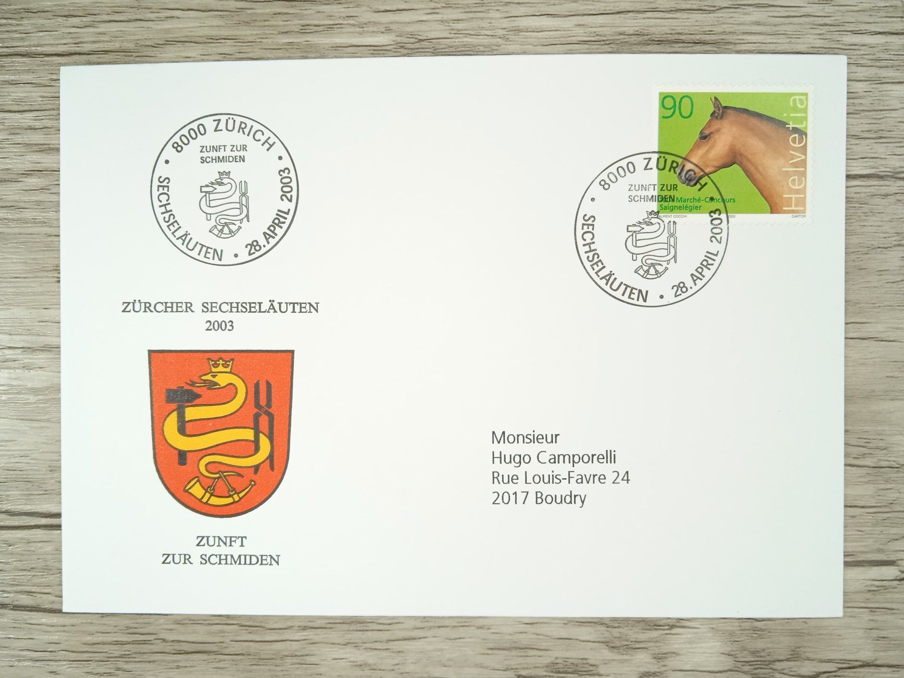 Tutti i francobolli: TR62 Enveloppe + Timbre Suisse 2003 – Usato da Cousset venduto da Patrick_Collections