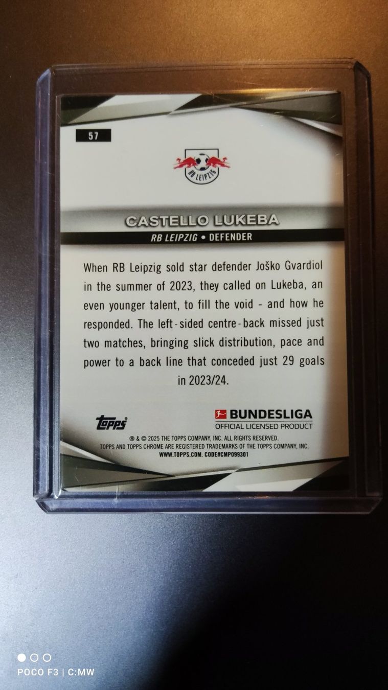 Topps Sammelbilder & Trading cards: Topps Chrome BL Castello Lukeba /25 Orange Crack Ice – Gebraucht aus St. Gallen von RudyundFloydCards 1