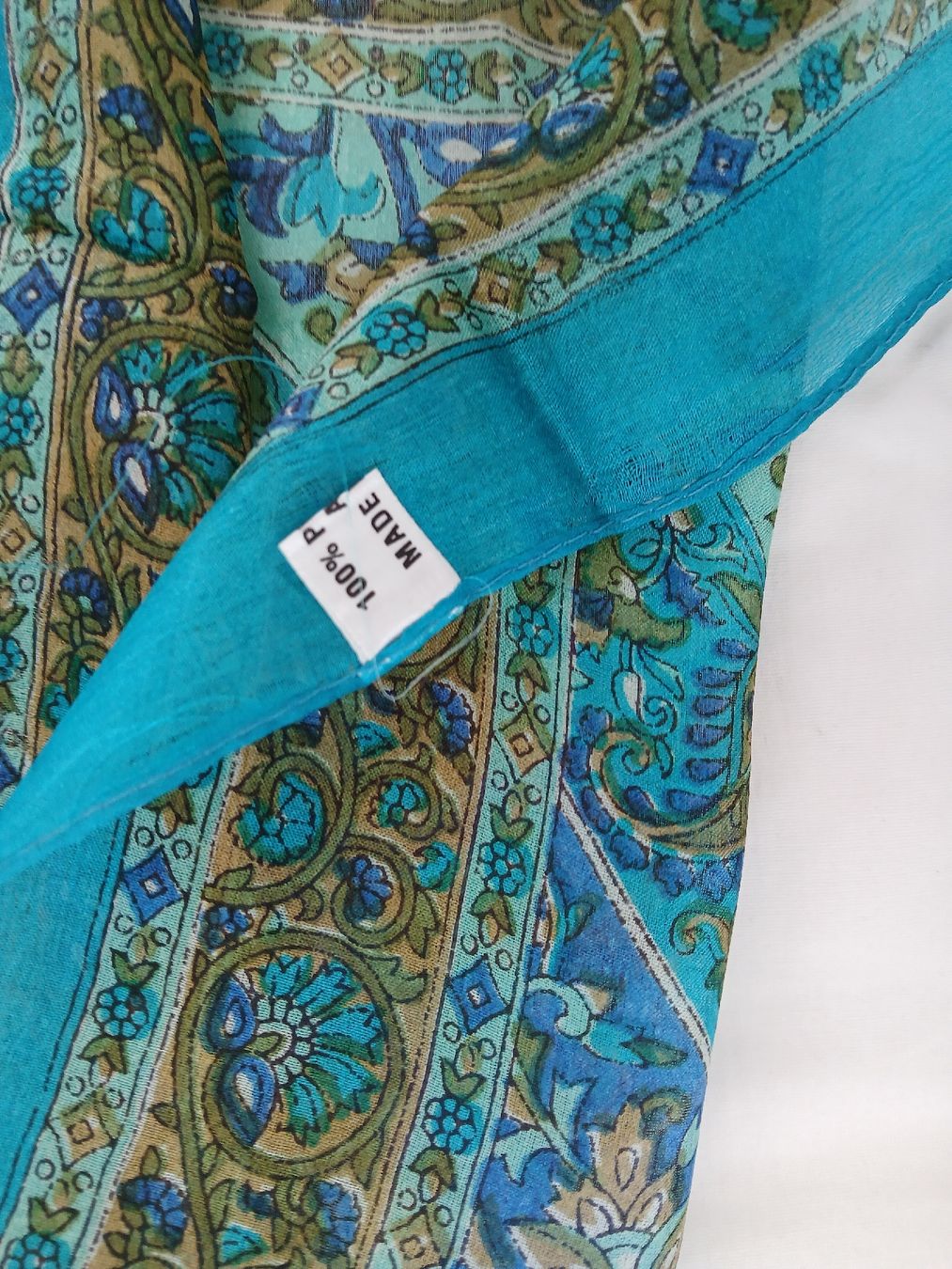 Foulards, Tücher & Schals: NEW! Silk Scarf Blue Green Pattern  – Neu und originalverpackt aus Dübendorf von LoRi-2026 3