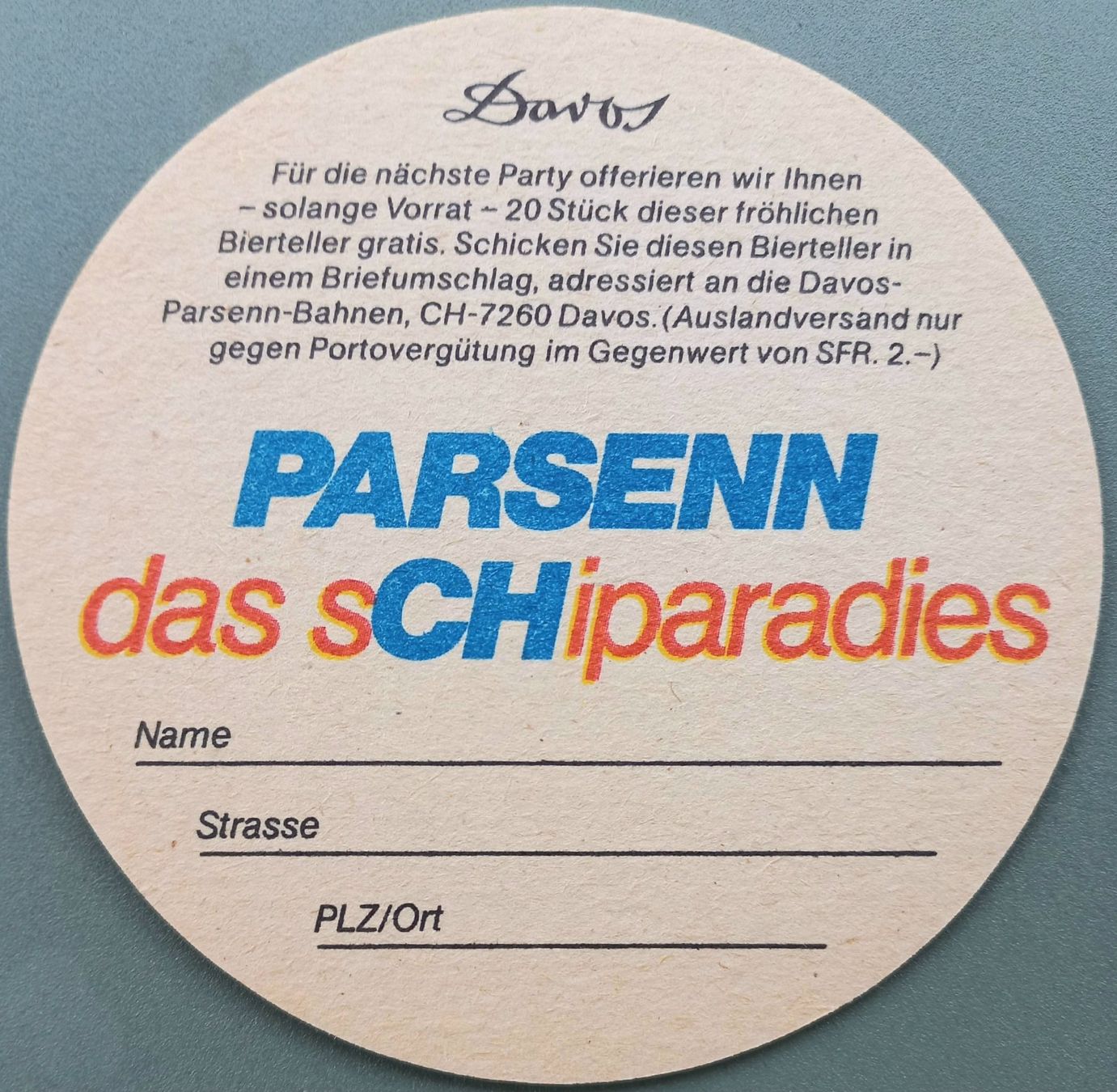 Sottobicchieri: Bierdeckel - Parsenn, Skigebiet - CH – Usato da Niederuzwil venduto da lubimaja 1