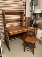 Vintage Massivholz Schreibtisch mit Stuhl