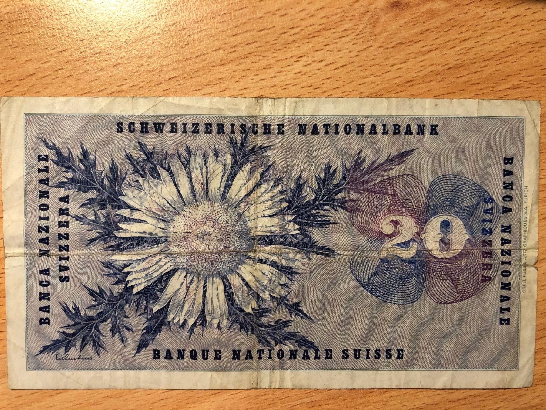 Banconote: banknote schweiz 20.- blau – Usato da kriens venduto da bst999