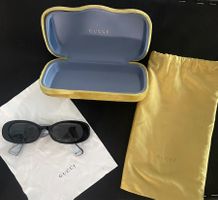 GUCCI Sonnenbrille Oval Rétro – Schwarz/Grau mit goldenem GG