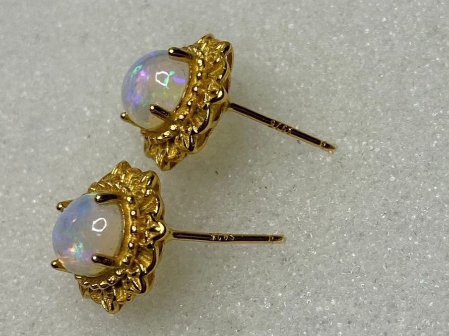 Orecchini pendenti & Orecchini a lobo: Goldene Ohrstecker mit Opal - 925 Silber Wunderschön & NEU – Nuovo (secondo la descrizione) da St. Gallen venduto da GIULESGG 5