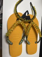 Havaianas Flip Flops Gelb Gr. 37/38 mit Schmuck, Sommer