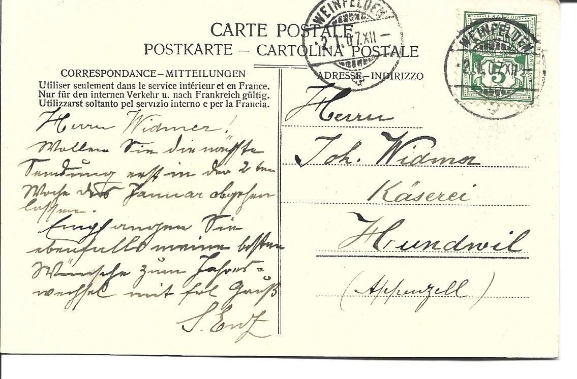 Cartes postales: AK Weinfelden  TG – D'occasion à Appenzell par mai25 1