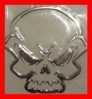 3D Totenkopf Aufkleber Skull SILBER Schädel Sticker Silver
